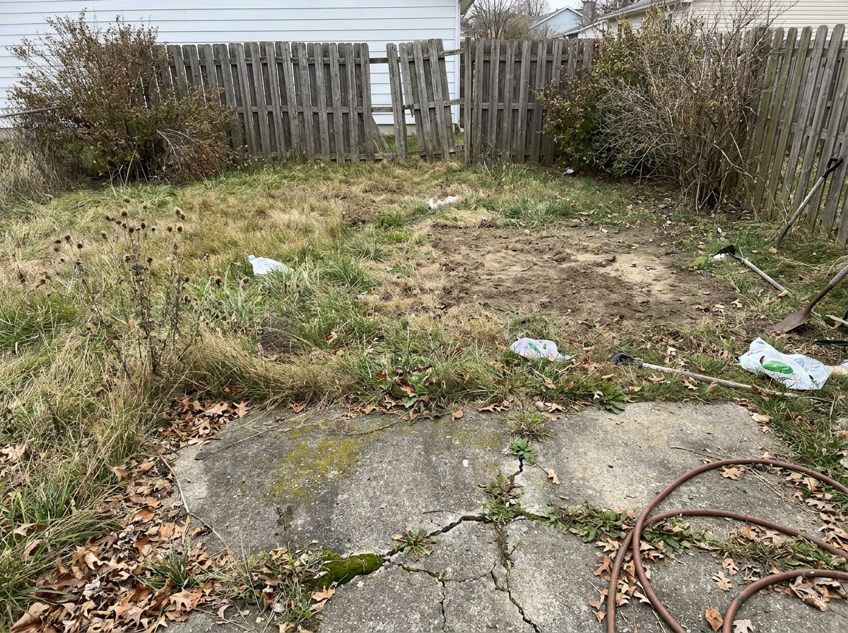 Backyard before landscaping